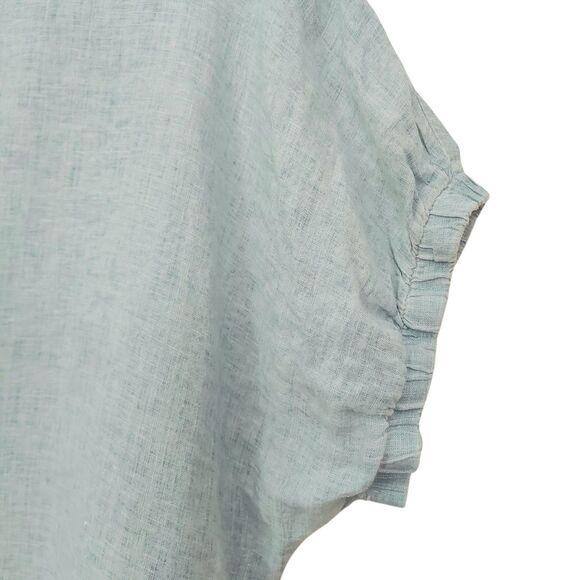 Meo Meli Tunic Top Womens Green One Size Linen Short Sleeve Yoke Boxy Italy - Picture 5 of 11